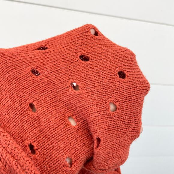 Moth Anthropologie Womens M Ceres Sweater Mockneck Burnt Orange Cottage Bohemian - Picture 9 of 9